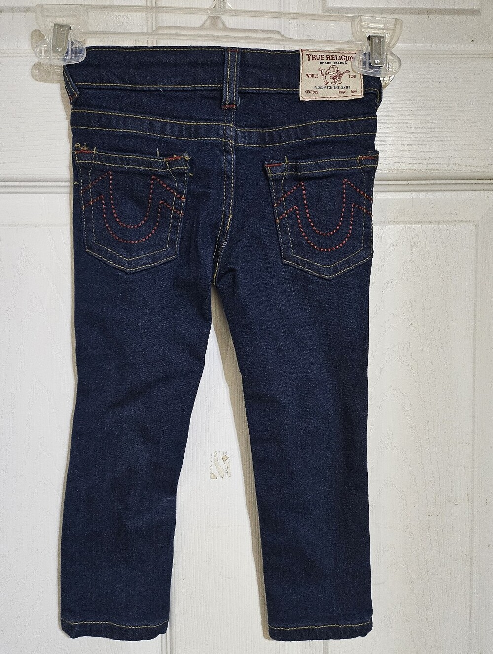 TRUE RELIGION TODDLER GIRL'S SIZE 3T DISTRESSED DARK DENIM SLIM JEANS